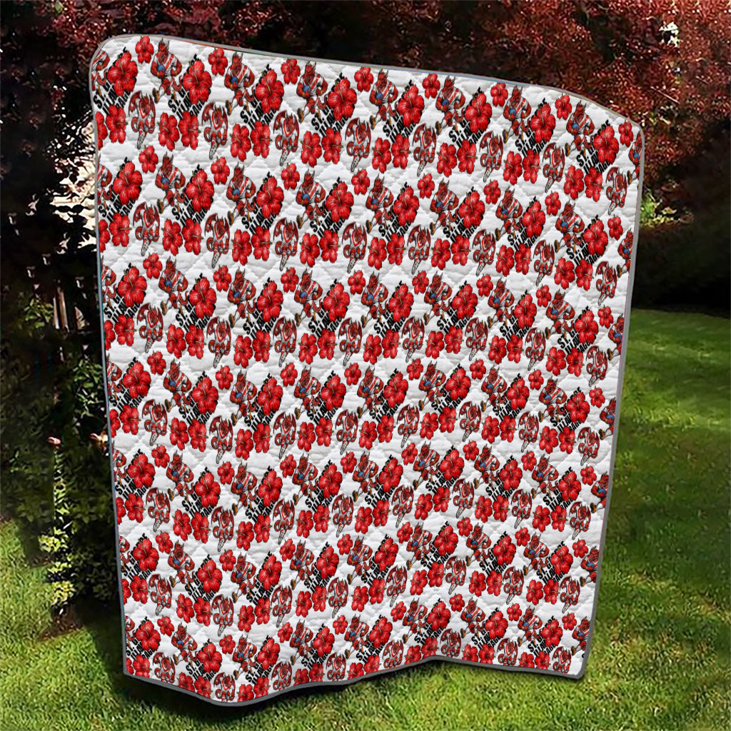 St. George Illawarra Dragons Quilt Tropical Hibiscus Floral Seamless Rugby Mascot
