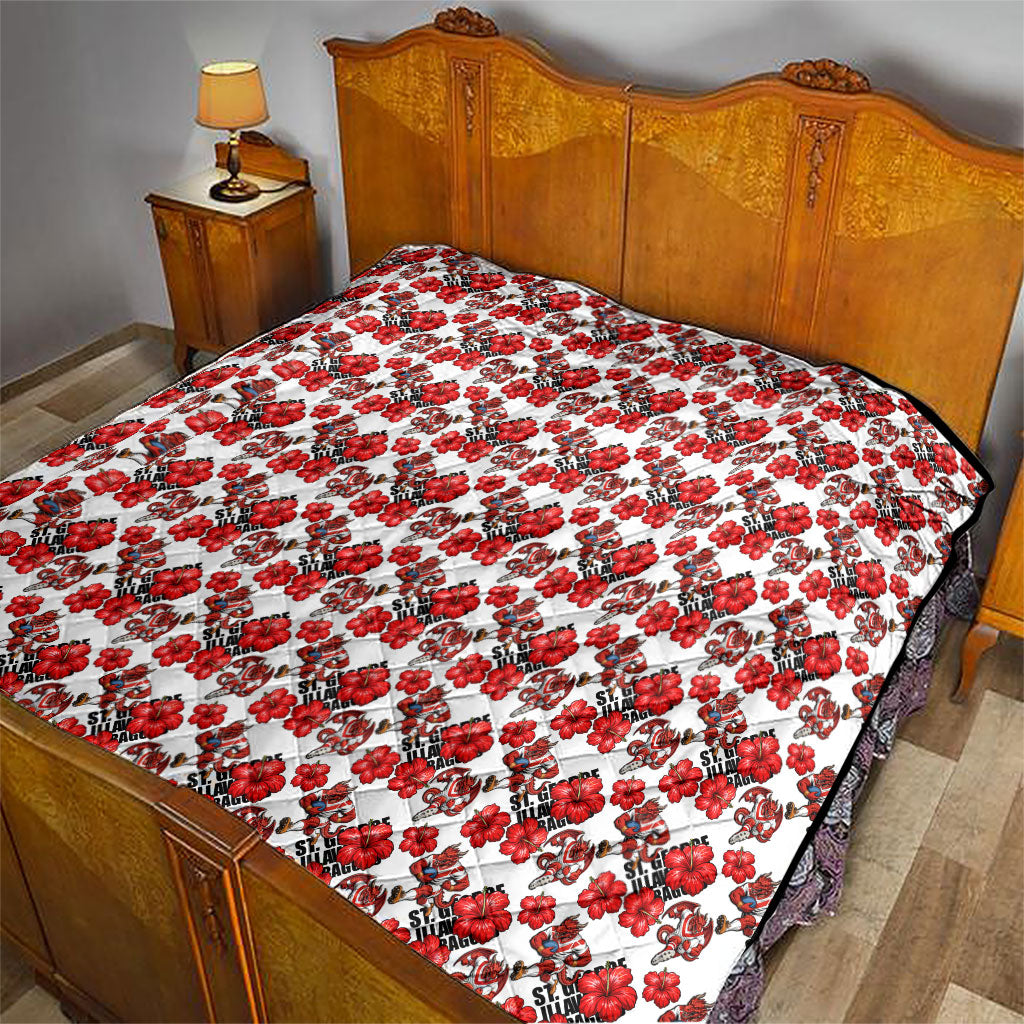 St. George Illawarra Dragons Quilt Tropical Hibiscus Floral Seamless Rugby Mascot