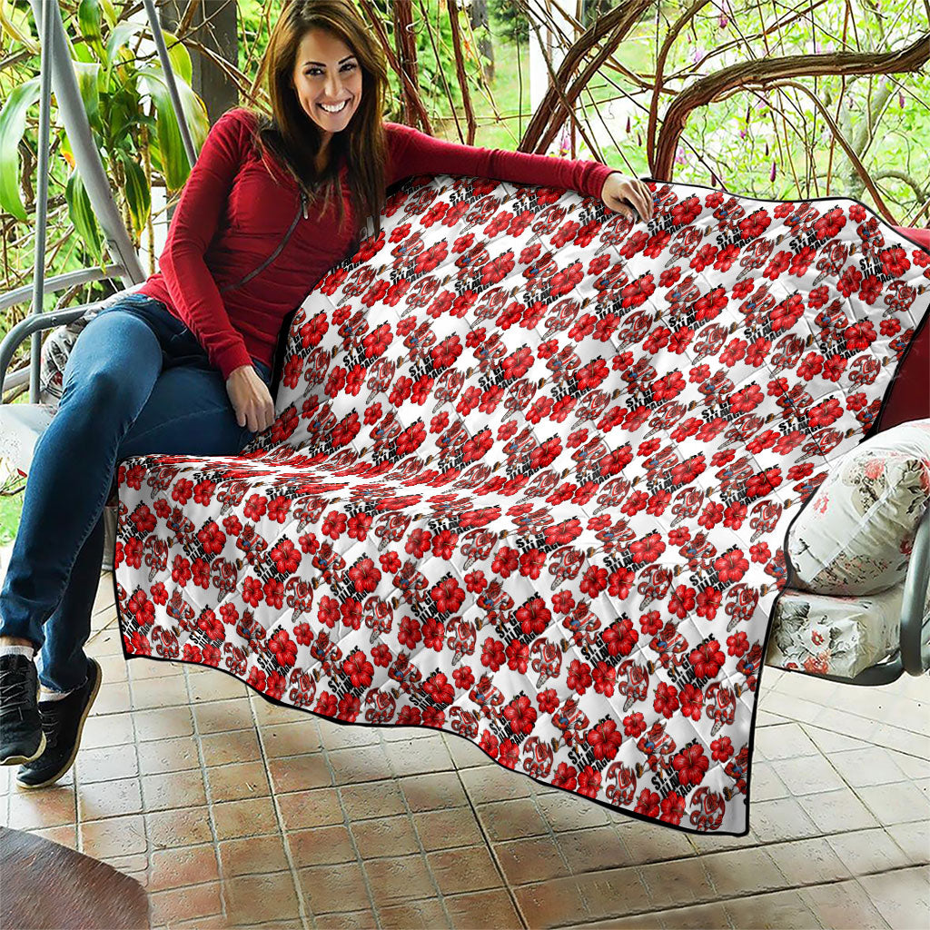 St. George Illawarra Dragons Quilt Tropical Hibiscus Floral Seamless Rugby Mascot