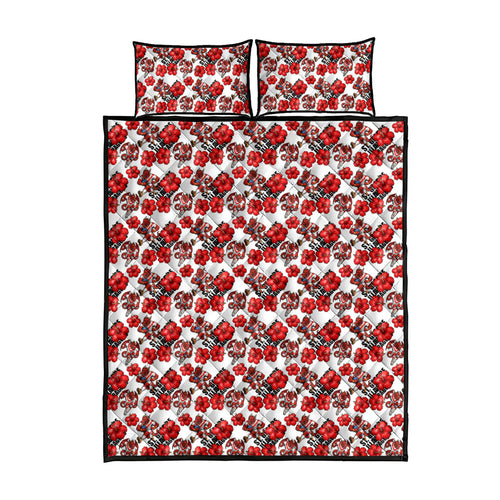 St. George Illawarra Dragons Quilt Bed Set Tropical Hibiscus Floral Seamless Rugby Mascot