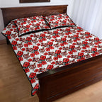 St. George Illawarra Dragons Quilt Bed Set Tropical Hibiscus Floral Seamless Rugby Mascot