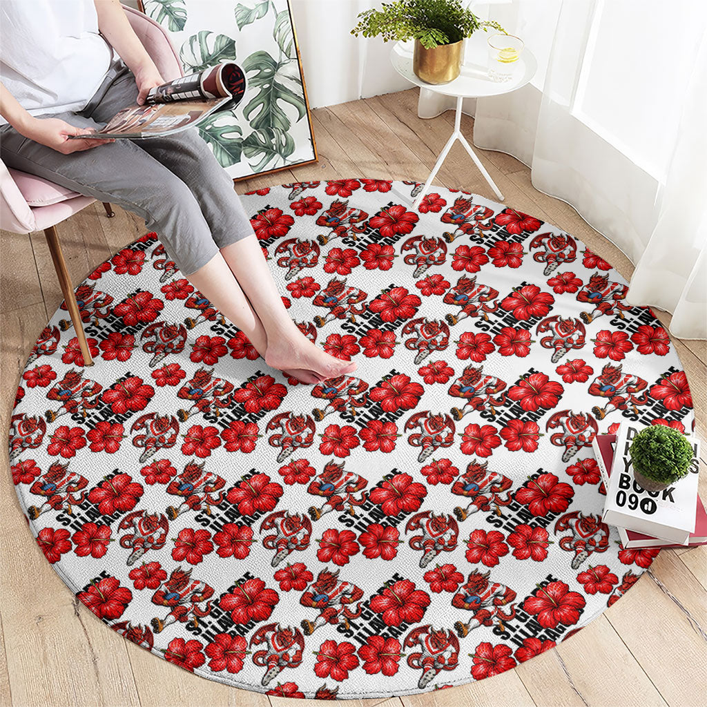 St. George Illawarra Dragons Round Carpet Tropical Hibiscus Floral Seamless Rugby Mascot