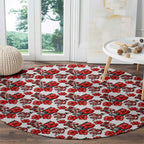 St. George Illawarra Dragons Round Carpet Tropical Hibiscus Floral Seamless Rugby Mascot