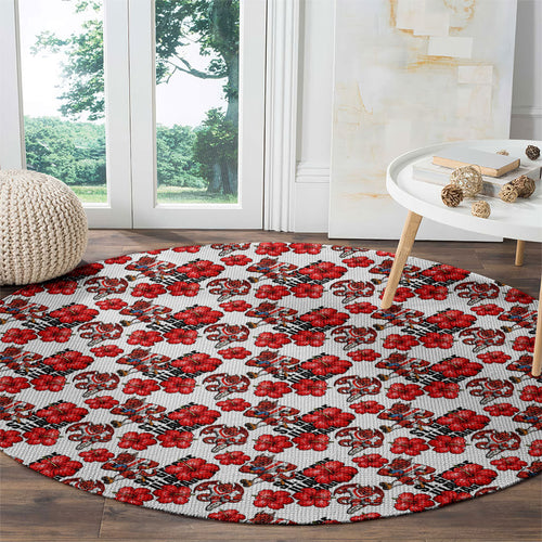 St. George Illawarra Dragons Round Carpet Tropical Hibiscus Floral Seamless Rugby Mascot