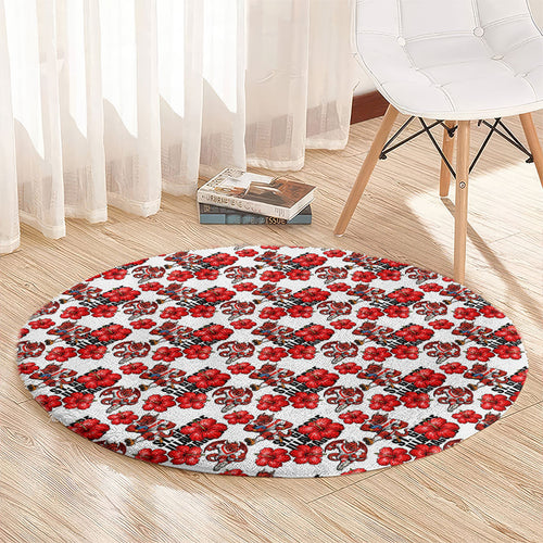 St. George Illawarra Dragons Round Carpet Tropical Hibiscus Floral Seamless Rugby Mascot