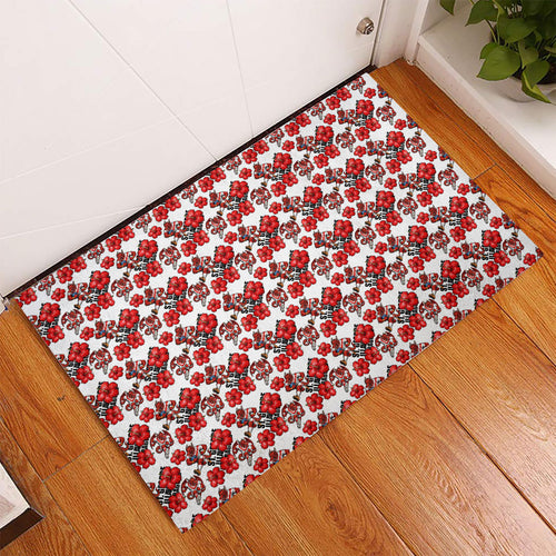 St. George Illawarra Dragons Rubber Doormat Tropical Hibiscus Floral Seamless Rugby Mascot