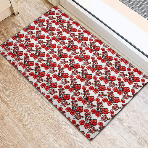 St. George Illawarra Dragons Rubber Doormat Tropical Hibiscus Floral Seamless Rugby Mascot
