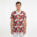 St. George Illawarra Dragons Scrub Top Tropical Hibiscus Floral Seamless Rugby Mascot