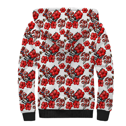 St. George Illawarra Dragons Sherpa Hoodie Tropical Hibiscus Floral Seamless Rugby Mascot