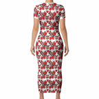 St. George Illawarra Dragons Short Sleeve Bodycon Dress Tropical Hibiscus Floral Seamless Rugby Mascot