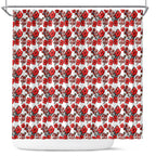 St. George Illawarra Dragons Shower Curtain Tropical Hibiscus Floral Seamless Rugby Mascot