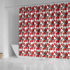 St. George Illawarra Dragons Shower Curtain Tropical Hibiscus Floral Seamless Rugby Mascot