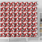 St. George Illawarra Dragons Shower Curtain Tropical Hibiscus Floral Seamless Rugby Mascot