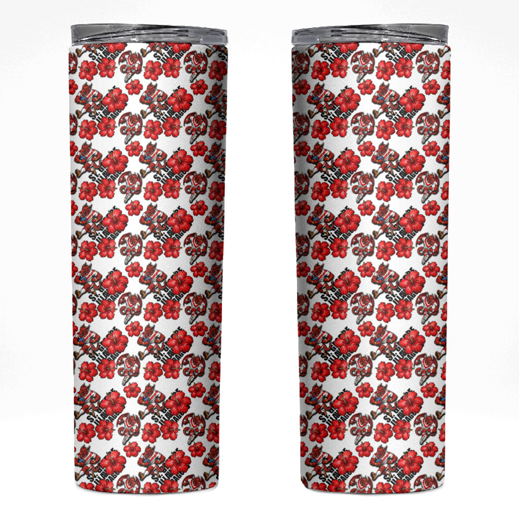 St. George Illawarra Dragons Skinny Tumbler Tropical Hibiscus Floral Seamless Rugby Mascot