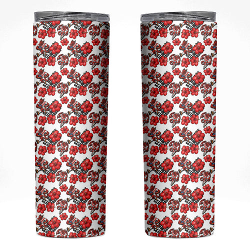 St. George Illawarra Dragons Skinny Tumbler Tropical Hibiscus Floral Seamless Rugby Mascot
