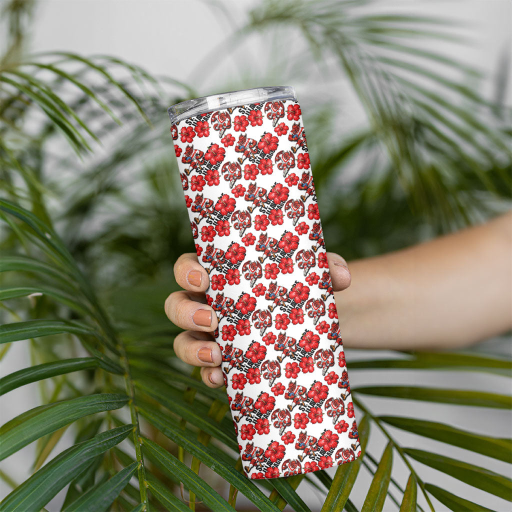 St. George Illawarra Dragons Skinny Tumbler Tropical Hibiscus Floral Seamless Rugby Mascot
