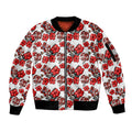 St. George Illawarra Dragons Sleeve Zip Bomber Jacket Tropical Hibiscus Floral Seamless Rugby Mascot