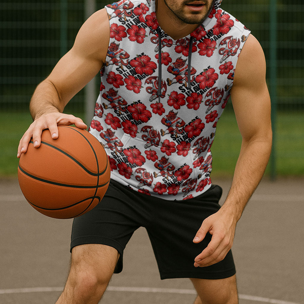 St. George Illawarra Dragons Sleeveless Hoodie Tropical Hibiscus Floral Seamless Rugby Mascot