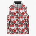St. George Illawarra Dragons Sleeveless Puffer Jacket Tropical Hibiscus Floral Seamless Rugby Mascot