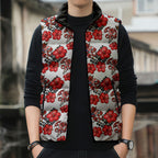 St. George Illawarra Dragons Sleeveless Puffer Jacket Tropical Hibiscus Floral Seamless Rugby Mascot