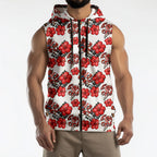 St. George Illawarra Dragons Sleeveless Zip Hoodie Tropical Hibiscus Floral Seamless Rugby Mascot