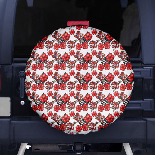 St. George Illawarra Dragons Spare Tire Cover Tropical Hibiscus Floral Seamless Rugby Mascot