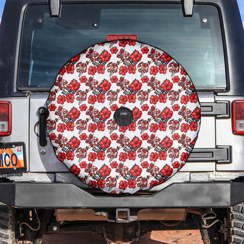 St. George Illawarra Dragons Spare Tire Cover Tropical Hibiscus Floral Seamless Rugby Mascot