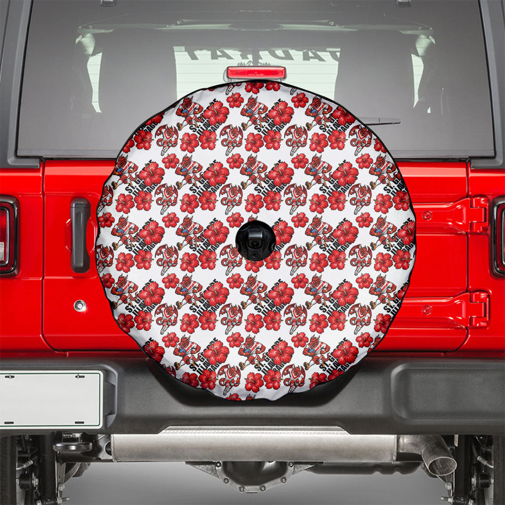 St. George Illawarra Dragons Spare Tire Cover Tropical Hibiscus Floral Seamless Rugby Mascot
