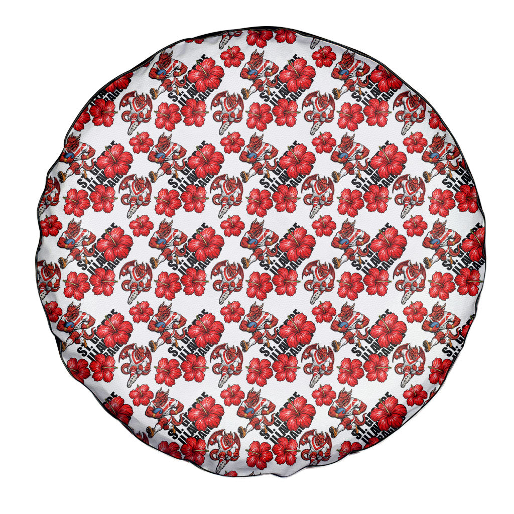 St. George Illawarra Dragons Spare Tire Cover Tropical Hibiscus Floral Seamless Rugby Mascot