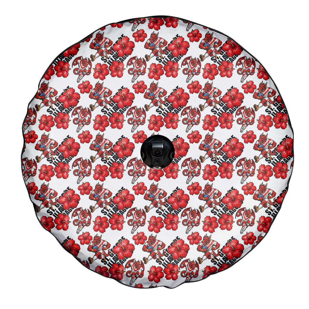 St. George Illawarra Dragons Spare Tire Cover Tropical Hibiscus Floral Seamless Rugby Mascot