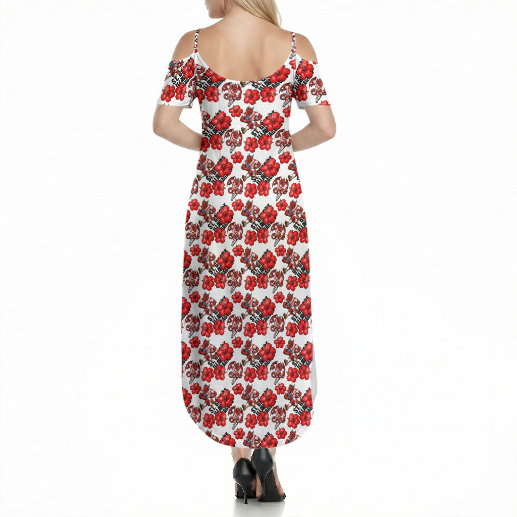 St. George Illawarra Dragons Summer Maxi Dress Tropical Hibiscus Floral Seamless Rugby Mascot
