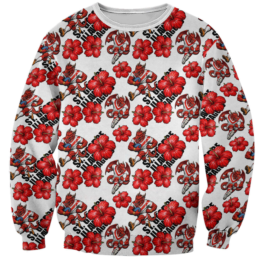St. George Illawarra Dragons Sweatshirt Tropical Hibiscus Floral Seamless Rugby Mascot