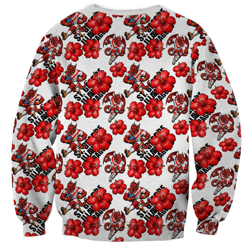 St. George Illawarra Dragons Sweatshirt Tropical Hibiscus Floral Seamless Rugby Mascot