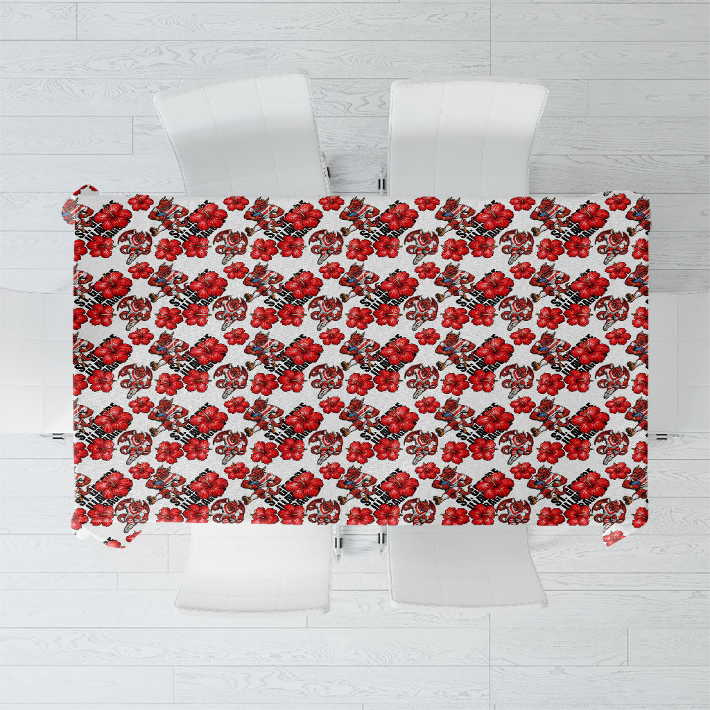 St. George Illawarra Dragons Tablecloth Tropical Hibiscus Floral Seamless Rugby Mascot