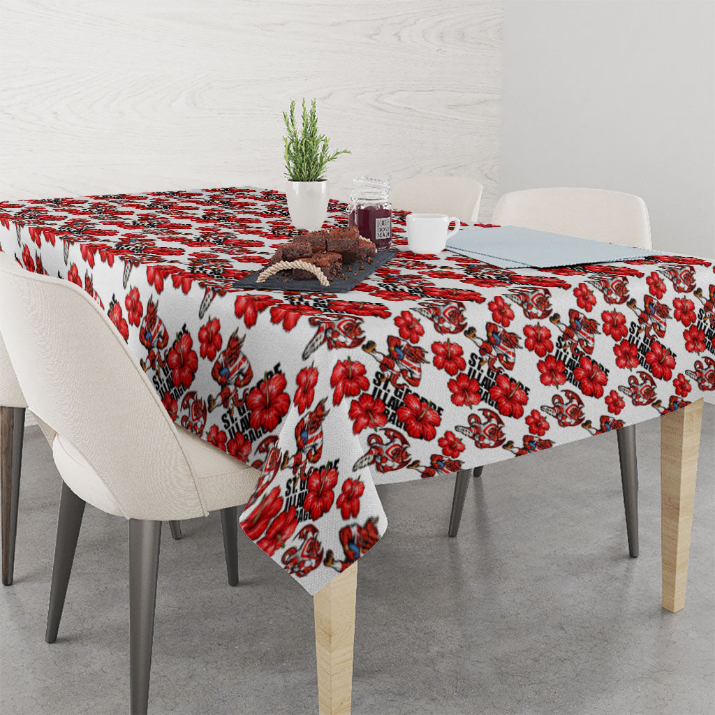 St. George Illawarra Dragons Tablecloth Tropical Hibiscus Floral Seamless Rugby Mascot