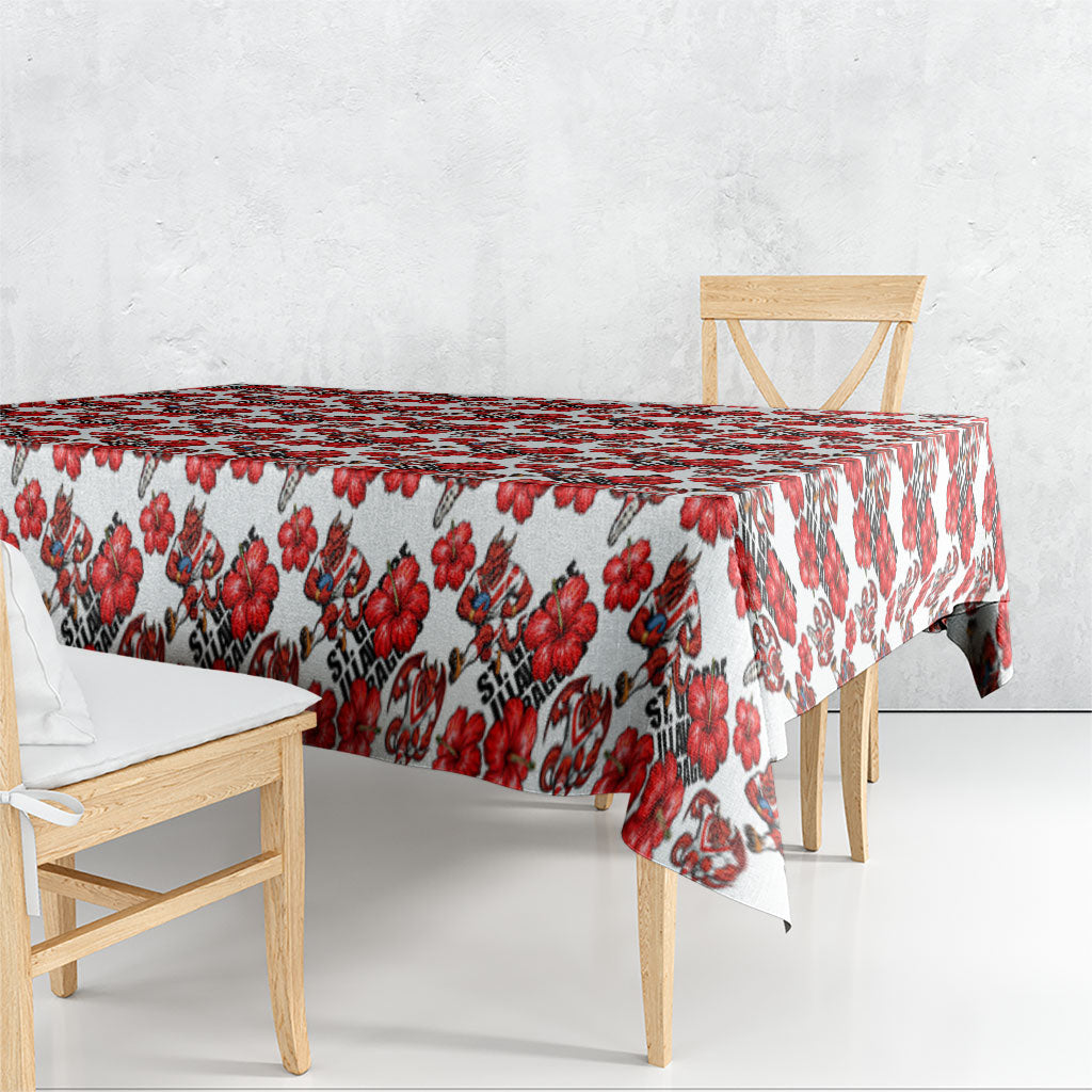 St. George Illawarra Dragons Tablecloth Tropical Hibiscus Floral Seamless Rugby Mascot