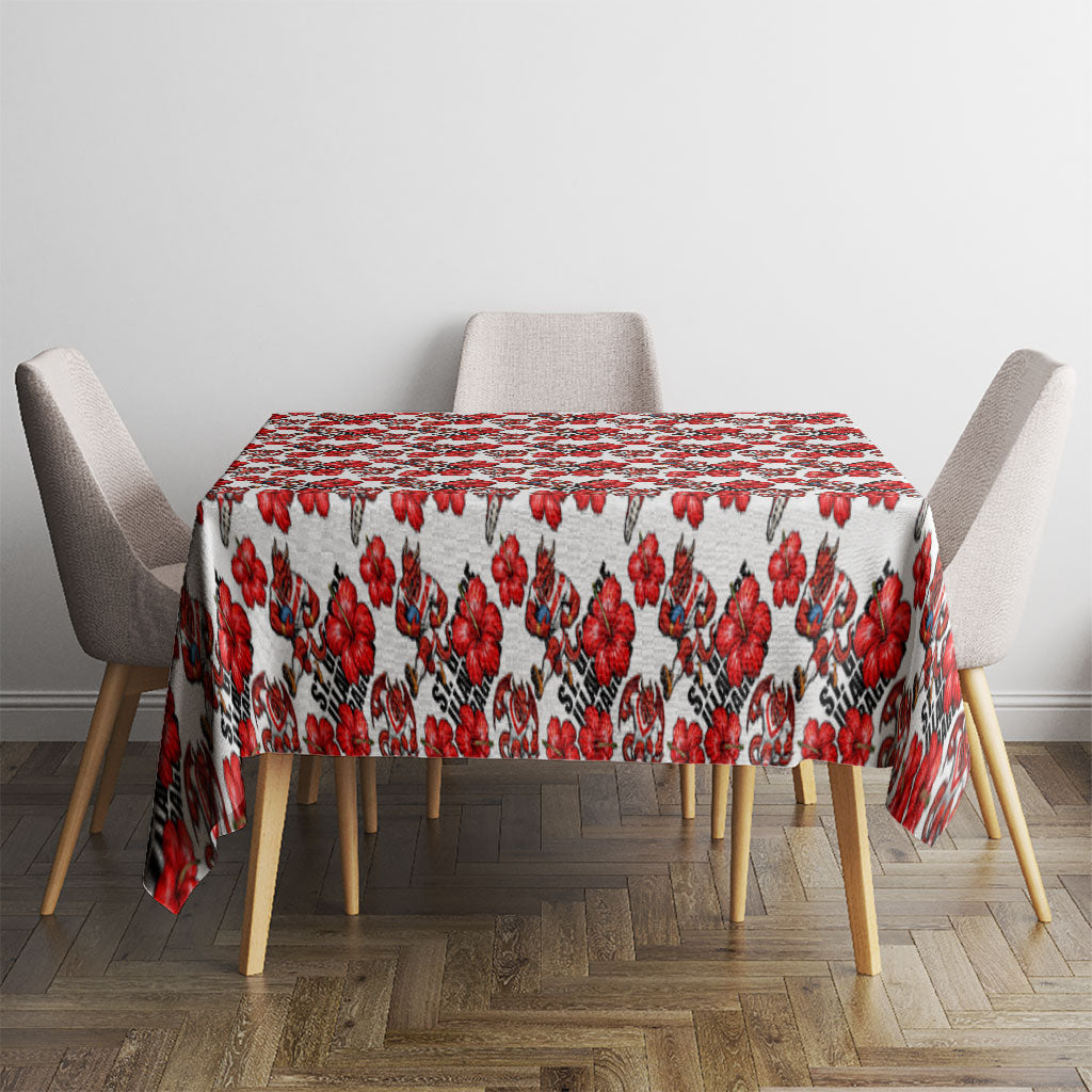 St. George Illawarra Dragons Tablecloth Tropical Hibiscus Floral Seamless Rugby Mascot