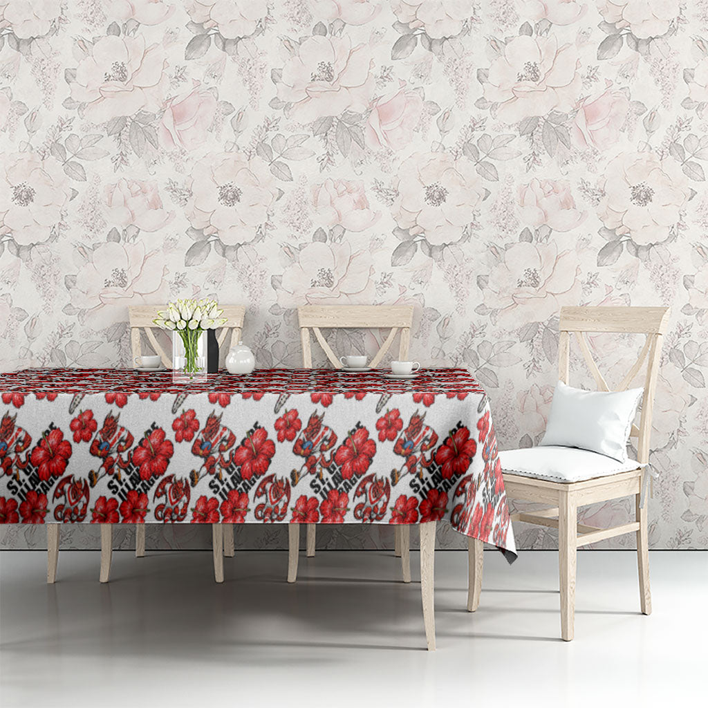 St. George Illawarra Dragons Tablecloth Tropical Hibiscus Floral Seamless Rugby Mascot