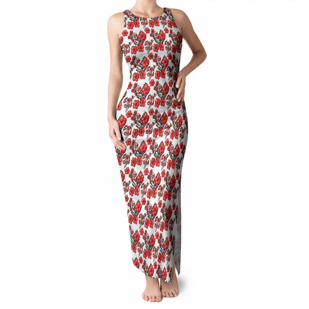 St. George Illawarra Dragons Tank Maxi Dress Tropical Hibiscus Floral Seamless Rugby Mascot