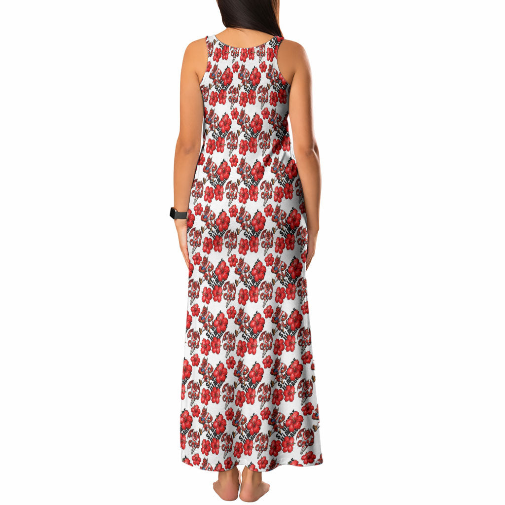 St. George Illawarra Dragons Tank Maxi Dress Tropical Hibiscus Floral Seamless Rugby Mascot