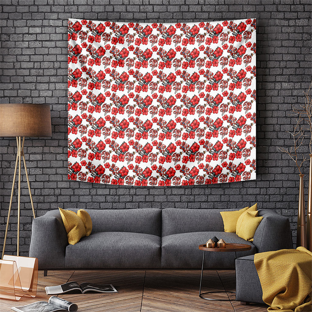 St. George Illawarra Dragons Tapestry Tropical Hibiscus Floral Seamless Rugby Mascot