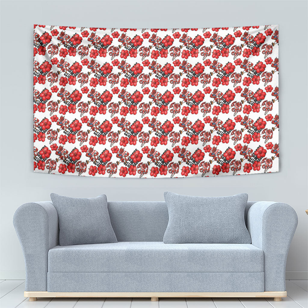 St. George Illawarra Dragons Tapestry Tropical Hibiscus Floral Seamless Rugby Mascot