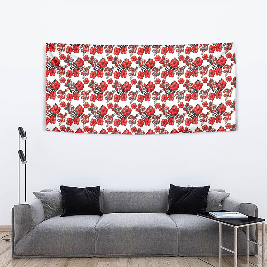 St. George Illawarra Dragons Tapestry Tropical Hibiscus Floral Seamless Rugby Mascot