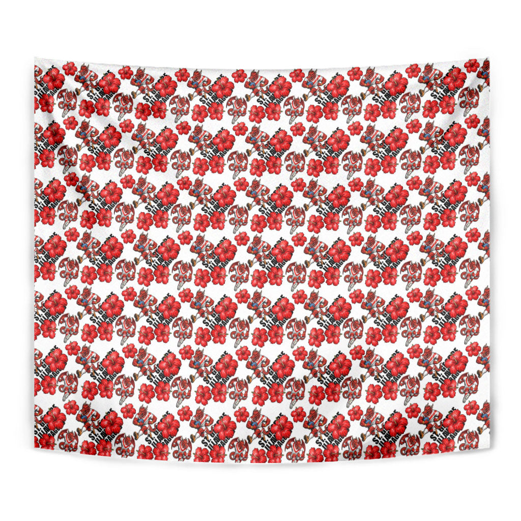 St. George Illawarra Dragons Tapestry Tropical Hibiscus Floral Seamless Rugby Mascot