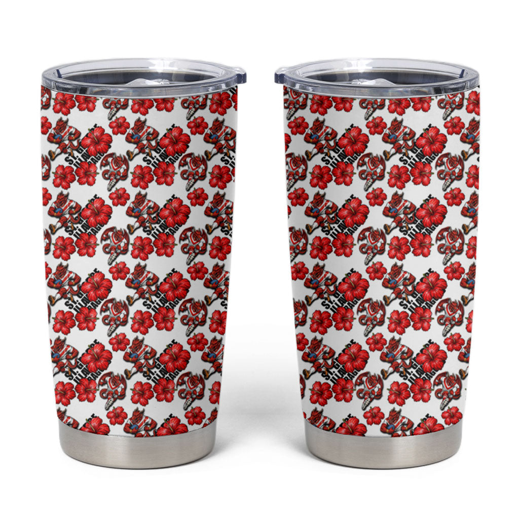 St. George Illawarra Dragons Tumbler Cup Tropical Hibiscus Floral Seamless Rugby Mascot