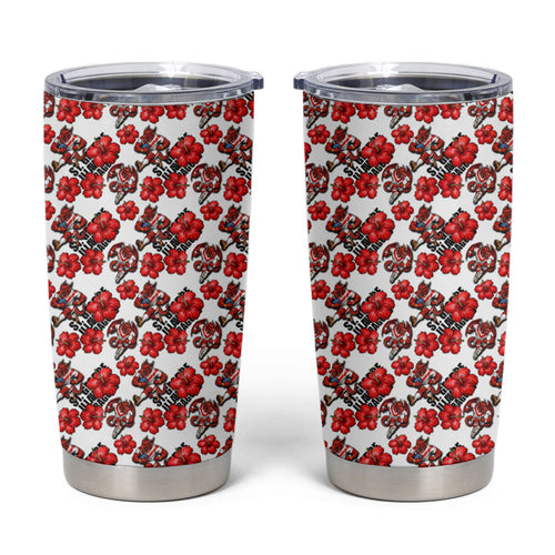 St. George Illawarra Dragons Tumbler Cup Tropical Hibiscus Floral Seamless Rugby Mascot