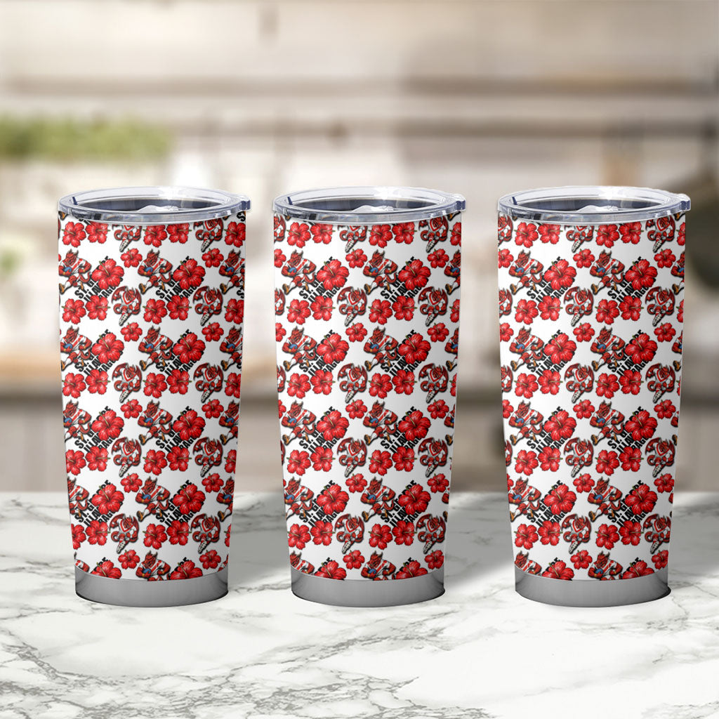 St. George Illawarra Dragons Tumbler Cup Tropical Hibiscus Floral Seamless Rugby Mascot