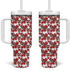 St. George Illawarra Dragons Tumbler With Handle Tropical Hibiscus Floral Seamless Rugby Mascot