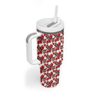 St. George Illawarra Dragons Tumbler With Handle Tropical Hibiscus Floral Seamless Rugby Mascot