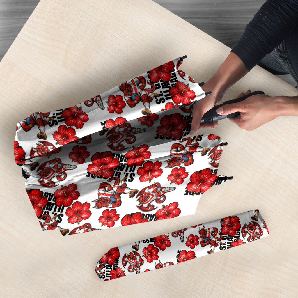 St. George Illawarra Dragons Umbrella Tropical Hibiscus Floral Seamless Rugby Mascot